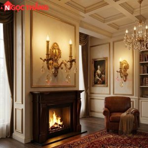 Đèn treo tường đồng nguyên chất cổ điển trang trí phòng khách phòng ngủ lối đi trong nhà LED vàng 4W 220V VDC0527T1 Ngọc Thắng - Ảnh 4