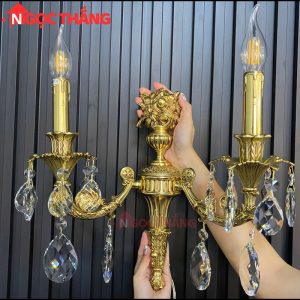 Đèn treo tường đồng nguyên chất cổ điển trang trí phòng khách phòng ngủ lối đi trong nhà LED vàng 4W 220V VDC2301T1 Ngọc Thắng - Ảnh 15