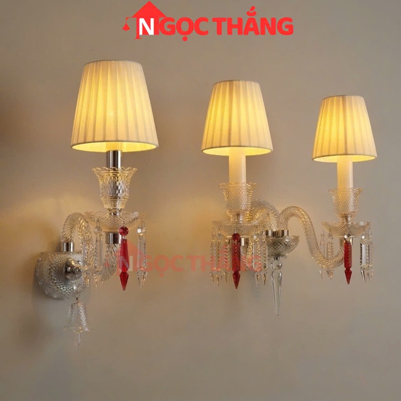 Đèn treo tường pha lê trang trí phòng khách phòng ngủ cầu thang Led 3 màu 24W VDC9801T2 Ngọc Thắng