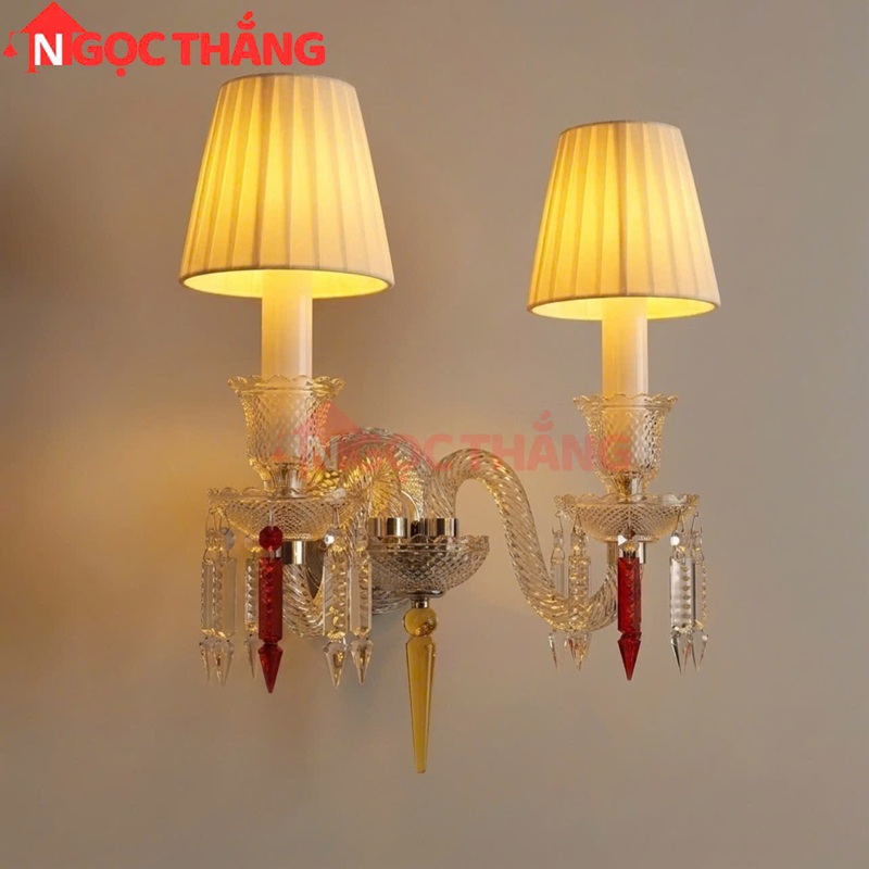 Đèn treo tường pha lê trang trí phòng khách phòng ngủ cầu thang Led 3 màu 24W 220V VDC9801T2 Ngọc Thắng