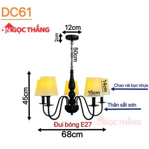 Alternative view of Đèn Chùm Phòng Khách Ø68cm Phong Cách Bắc Âu Cổ Điển Trang Bàn Ăn DC61 E27 220V Ngọc Thắng