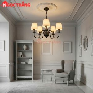 Đèn Chùm Phòng Khách Ø68cm Phong Cách Bắc Âu Cổ Điển Trang Bàn Ăn DC61 E27 220V Ngọc Thắng - Ảnh 6
