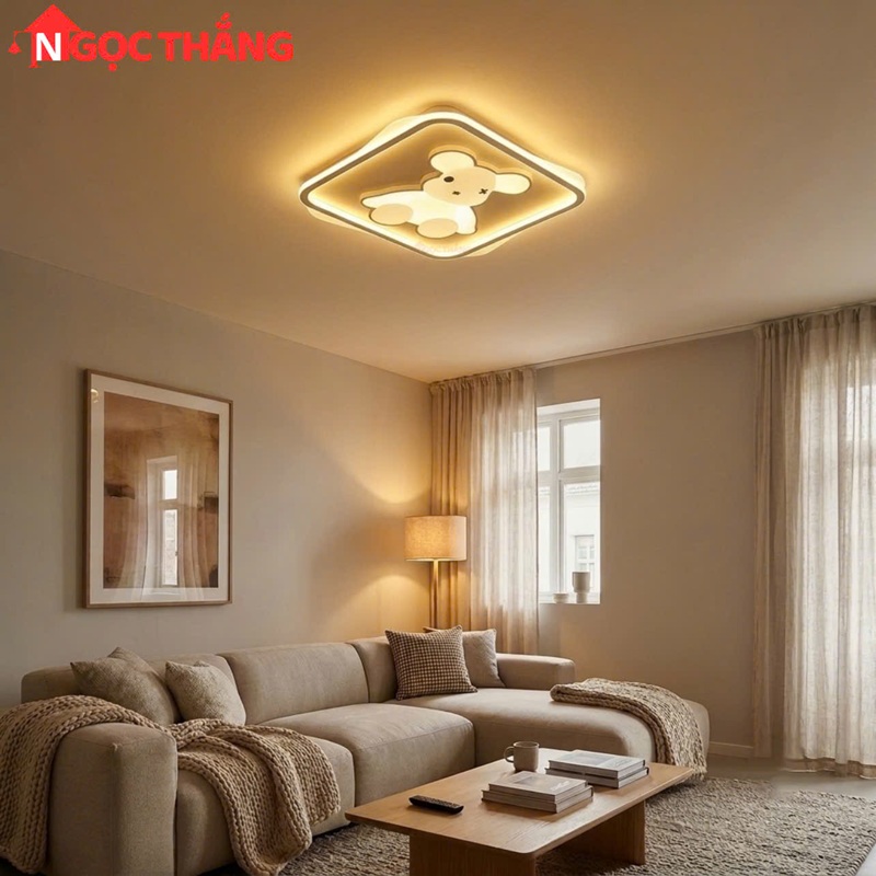 Đèn mâm ốp trần trang trí phòng khách phòng ngủ trong nhà LED 3 màu 220V MT1623 MT1999 Ngọc Thắng (Kèm Remote)