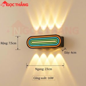 Alternative view of Đèn treo tường ngoài trời hắt 8 tia trang trí cầu thang Led 16W 220V VNT980 Ngọc Thắng