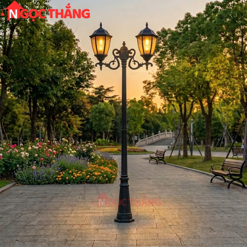Đèn trụ năng lượng mặt trời trang trí sân vườn công viên TD65 Ngọc Thắng
